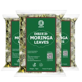 Akshit Natural Whole Moringa Leaves, 7.8oz, Dried Leaves, Hoja De Moringa Secas, Loose Leaf Tea, Moringa Leaf Herbal Tea, Non-GMO