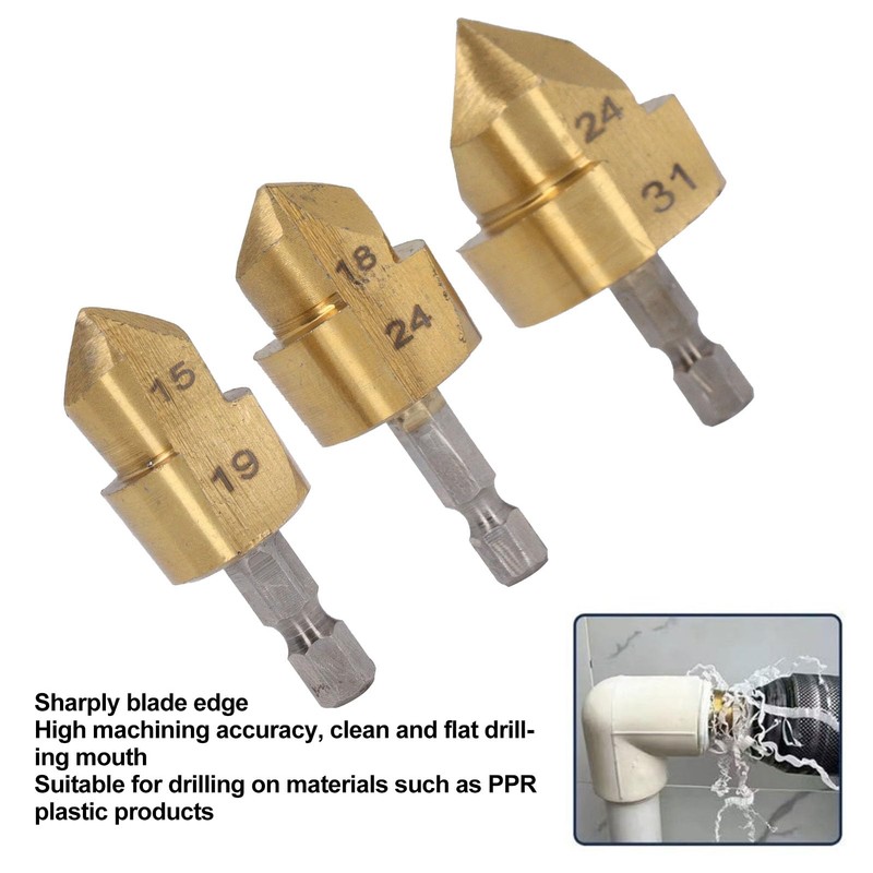 3Pcs PPR Lifting Stepped Drill Bit Reamer Drill, Water Pipe
