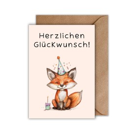 WBdesignz Charming Birthday Card with Envelope - Beautiful Birthday Card "Herzlichen Glückwunsch!" (German Language)