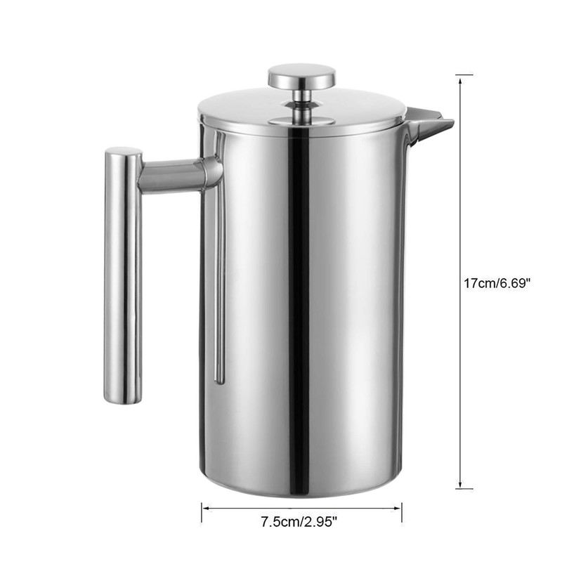 MaxMiuly Cafetiere French Press Small Szie 350ml/12oz,Stainless Steel Double Wall