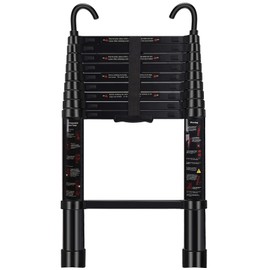 ARCHOM Telescoping Ladder 9.5 FT - Aluminum Telescopic Ladder with Hooks - Folding Extension Ladders for Home Work Loft Roof Attic RV Ladder with EN131 Certification - 330lbs Max Capacity (Black)