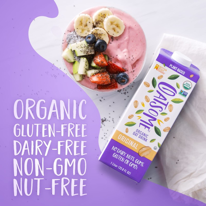 Oatsome Organic Oat Milk, 1-Liter Carton, Regular, 33.8 Fl Oz