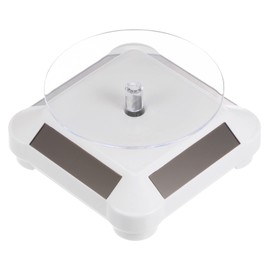 sourcing map Solar Display Stand Turntable 3.54" Plate Dia 360° Two-Way Rotating ABS Plastic Automatic Revolving Display for 3D Print Jewelry Displaying, White