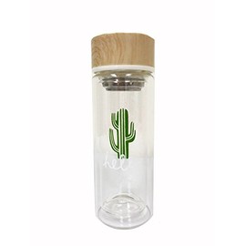 Charmed Double Walled Glass Infuser Bottle, Tea Infuser Bottle carafe 320 ML (Cactus)