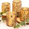 NITIME 12pcs Gold Votive Candle Holders for Table Centerpiece Mercury