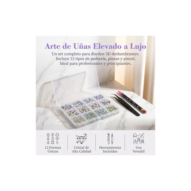 Nivofu diamantes de imitación para uñas, decoración de uñas