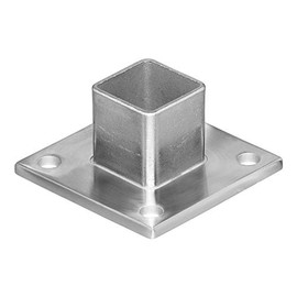 Stainless Steel Square Shape Base Long Neck Floor Wall Flange Component, Mount Terminal End Post Holder and Top Hand Rail, for Cable Railing Deck (for Terminal Square Posts)