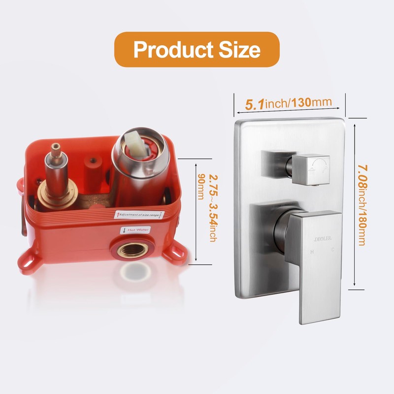 DEOLER Wall Mount Pressure Balance Valve, Solid Brass Shower Replacement,