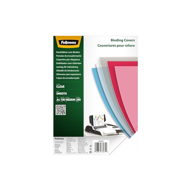 Fellowes Clear PET Binding Cover 200 Micron (A4) - Pack