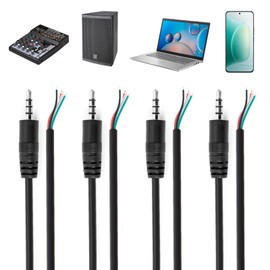 Anrbb 4 Stück 3,5mm Stecker auf blankes Kabel, TRRS 4-poliges Stereo Audiokabel, 30cm Ersatz aux Kabel, 1/8 Zoll Klinkenstecker 3,5 für Kopfhörer, Headset, Lautsprecher, Mikrofonkabel Reparatur