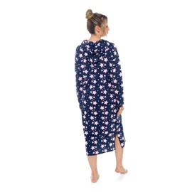 INSIGNIA Ladies Jersey Hooded Lounger Nightdress Nightie Long Sleeve (Navy, 20-22)