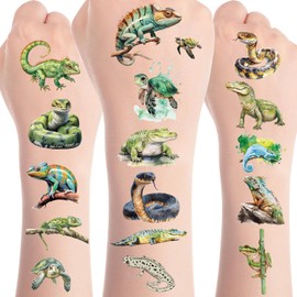 8 Sheets Reptile Birthday Party Decoration 200+ Reptile Animal Safari Jungle Lizard Temporary Tattoos Snake Frog Alligator Turtle Safari Animals Stickers For Boys Girls Party Favors Prizes Rewards