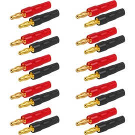 UMLIFE 20PCS 4 mm Gold Plated Open Screw Type Speaker Connector Banana Plugs,Insulated 24K Gold Plated Speaker Wire Banana Plugs Connectors for Speaker Wire