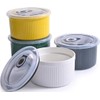 14 oz Ceramic Ramekins with Lids, Set of 4 Oven