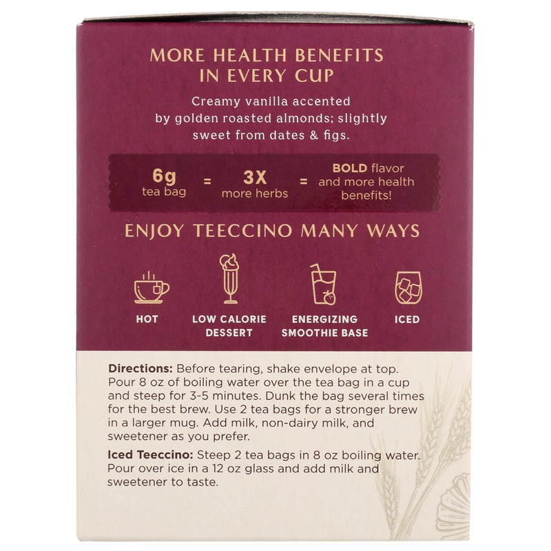 Teeccino Vanilla Nut Herbal Tea - Rich & Roasted Herbal