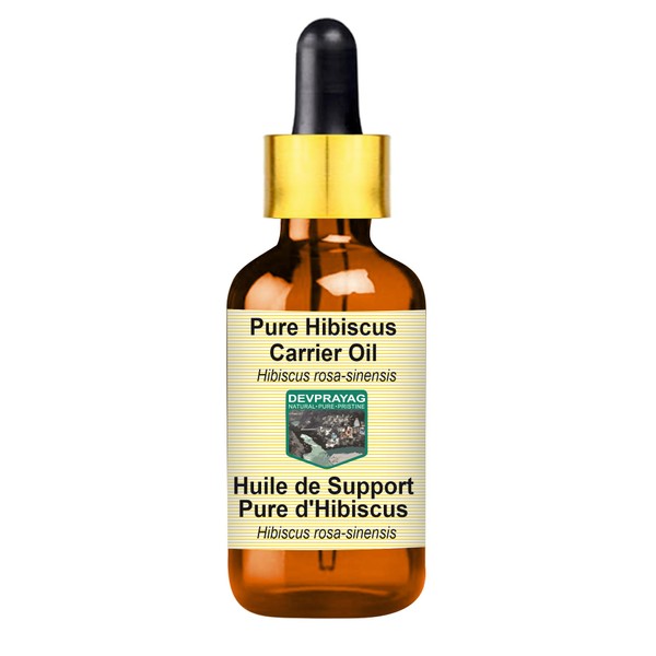 Devprayag Pure Hibiscus Carrier (Infused) Oil (Hibiscus rosa-sinensis) with Glass