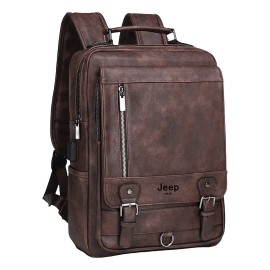 Mochila de Cuero Elegante para Hombre: Impermeable, para Laptop y Viajes