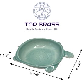 Top Brass Set of 2 – Ceramic Sea Turtle Jewelry Dish/Tray – Teal Blue and Turquoise Green Glazed Finish – Coastal Ocean Beach Décor Storage Trinket – Rings, Earrings, Necklace, Keys, Coins