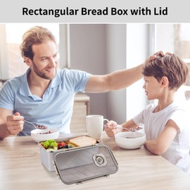 Large Bread Box for Kitchen Counter, 196 oz Stainless Steel Time Recording Bread Box with Glass Lid, Airtight Food Storage Container, Fresh Bread Holder bin Ideal for Bread, Fruits, Vegetables