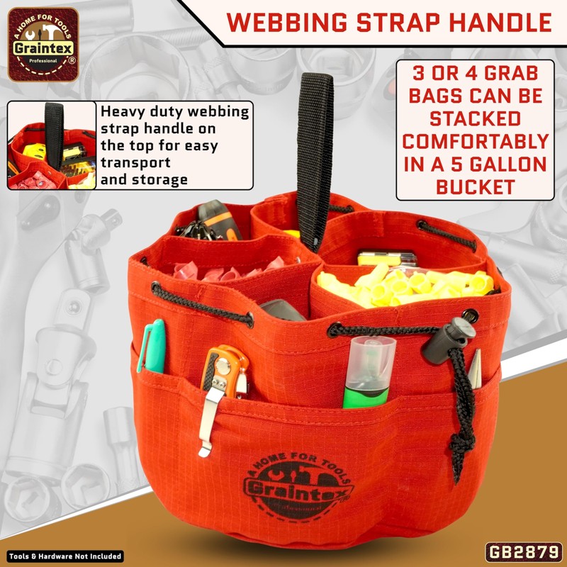 Graintex 18 Pockets Grab Bag Rip-stop Canvas Drawstring Closure, Small