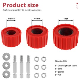 3Pcs Copper Pipe Cleaning Cleaner for Power Drill, 1/2" 3/4" 1" Tube Cleaning Brush, Deburring Tool Cleans Copper / Bronze / Brass Pipes and Tubes with Stainless-Steel Wire Bristle for Soldering