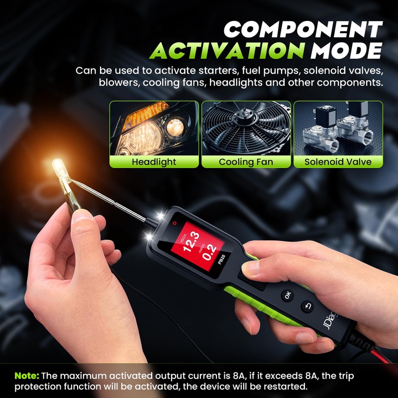 JDIAG Automotive Circuit Tester 0-80V DC, 12V 24V Digital Multimeter