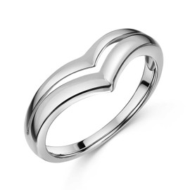 MATERIA by Matthias Wagner V-shape ring silver 925 for women - simple silver ring modern, Sterling Silver, No Gemstone