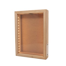 hvfun 8"X11" Rustic Natural Wood Shadow Box with Lights,LED-lit Display case for Wine Corks, Tickets, and Creative Exhibits,Artistic Presentations