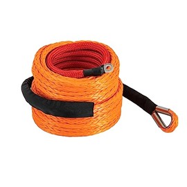 RustyVioum Synthetic Winch Rope Kit, 3/8" x 60' Synthetic Winch Rope with Hook& Protective Sleeve, 19,854 LBS Breaking Strength Winch Cable Car Tow Recovery Cable for 4WD Off-Road Vehicle Truck ATV