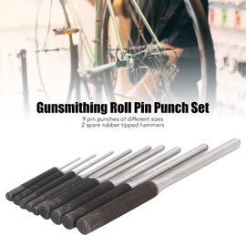 Fyearfly 9 Piece Roll Pin Punch Set, Gunsmith Punch Set Removing Repair Tool with 2 Rubber Tipped Hammer Mallet and Holder for Gunsmithing Automotive Woodworking Jewelry Craft