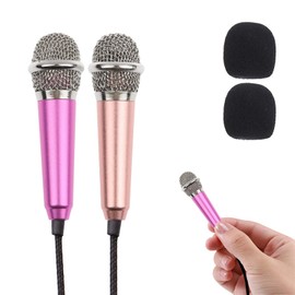 Mini Microphone, Mini Karaoke Microphone with 3.5 mm Universal Cable, Voice Recording Mic Equipment, Portable Singing Microphone Suitable for Android Phones, iPhones, Laptops, and PC