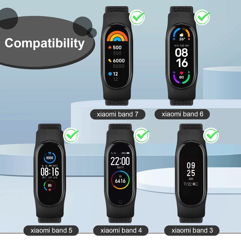 Onetmpre Elastic Nylon Replacement Strap, Compatible Models Miband 7, Miband