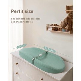 Blissful Diary Baby Changing Pad with Waterproof Lining Foam, Includes a Soft & Washable Cover, Contoured Changing Table Pads for Dresser Top with Non-Slip Bottom, 32”×16” (Green, Avocado)