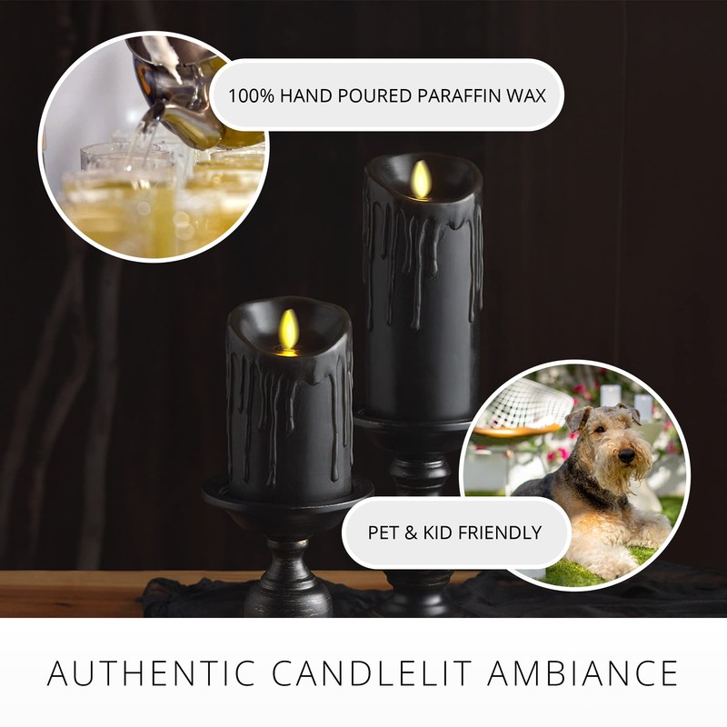 Luminara Wax Drip Flameless LED Candle, Black 3" x 4.5",