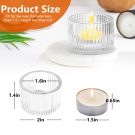 JOYIT Clear Votive Candle Holders Bulk Set of 12, Tealight Candle Holder for Wedding Table Decor, Glass Candle Holder for Birthday Party, Baby Shower, Christmas Decor(2''X 1.4'')