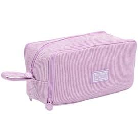 Large Pencil Case, Big Capacity Pencil Pouch with 3 Compartments for Boys Girls Adult Stationery School Supplies Marker Highlighter for Middle High School Student (Purple)