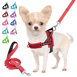 Eyein No-Pull Dog Harness with Lead, Soft Padded Reflective Adjustable Chest Harness for Puppies, Small Dogs, Large Dogs, Pets, Cats (Red, S)