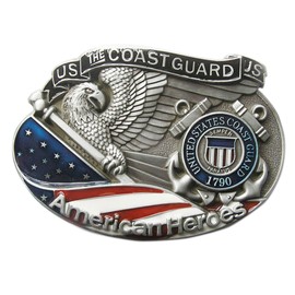 JEAN'S FRIEND Antique Silver American Hero Coast Guard Enamel Oval Belt Buckle Gurtelschnalle