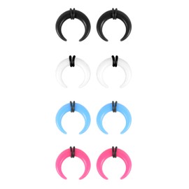 ZS 4 Pairs Acrylic Septum Taper Pincher Ring, 14G 12G 10G 8G 6G 4G 2G 0G 00G Buffalo Horseshoe Nose Ring Stretcher Expander for Stretching Pierced Nose Ear (4G)