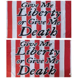 Trade Winds Give Me Liberty Or Give Me Death Stripes Premium Quality Heavy Duty Double Sided 100D Woven Poly Nylon Flag 3x5 3'x5' Banner Grommets (RUF)