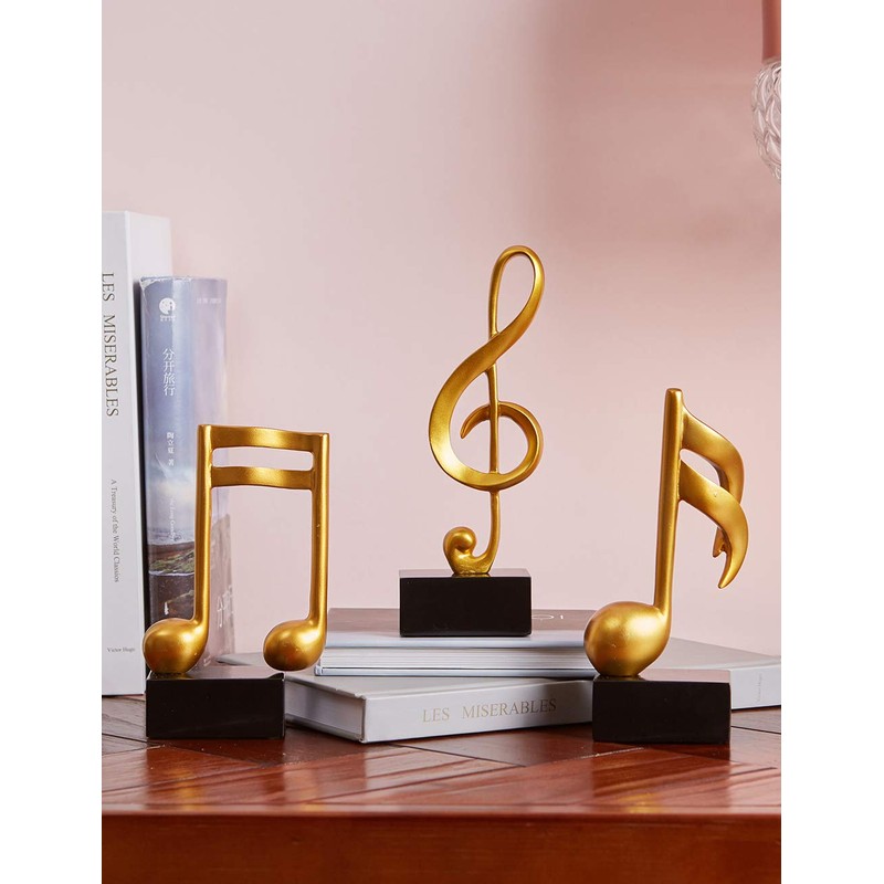 Amoy-Art 3 x Decorative Sculptures Music Note Figures Treble Clef