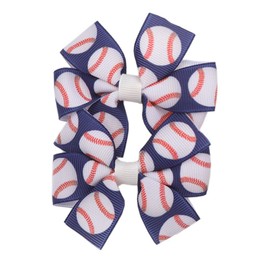 Football Hair Bow Clip Girls Sport Soccer Bow Hair Clip Infant Toddler Football Hair Bow Hair Accessories ZFJ48 (Softball)