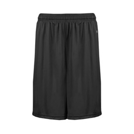 Badger Sport 7" Moisture Wicking Shorts with Pockets. Black Adult Large