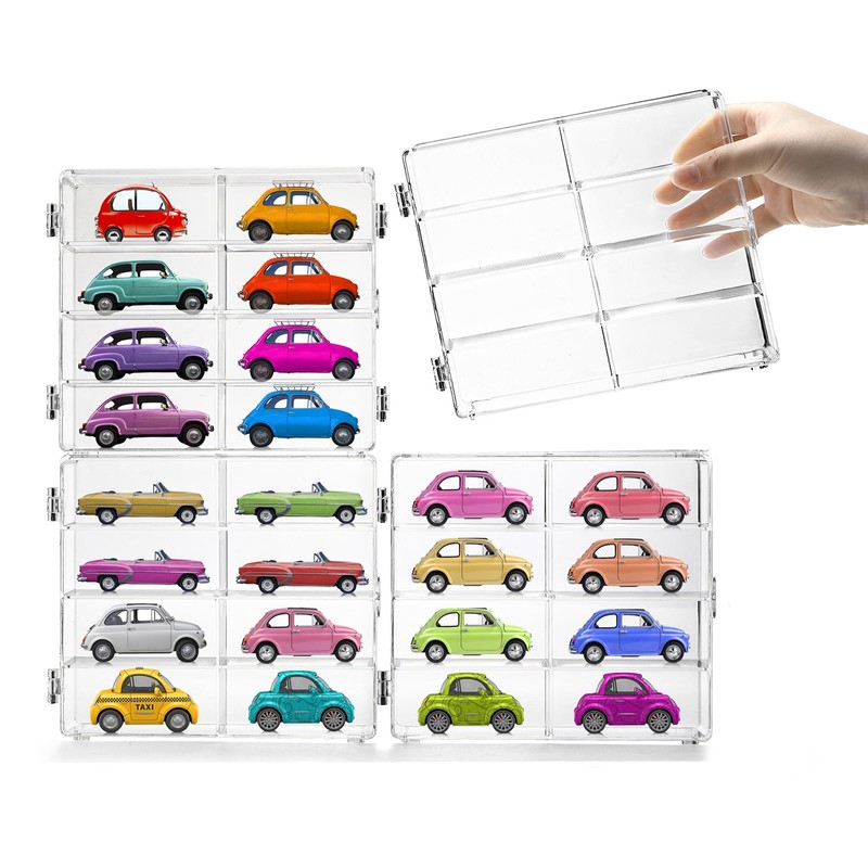 Frcctre 4 Pack Acrylic Display Case for 1/64 Scale Matchbox