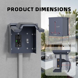 Joinfworld Outdoor Electrical Outlet Box with 20 Amp WRTR GFCI Receptacle and Switch ETL Listed Weatherproof GFCI Outlet Box with 3R Enclosure Rainproof Cover