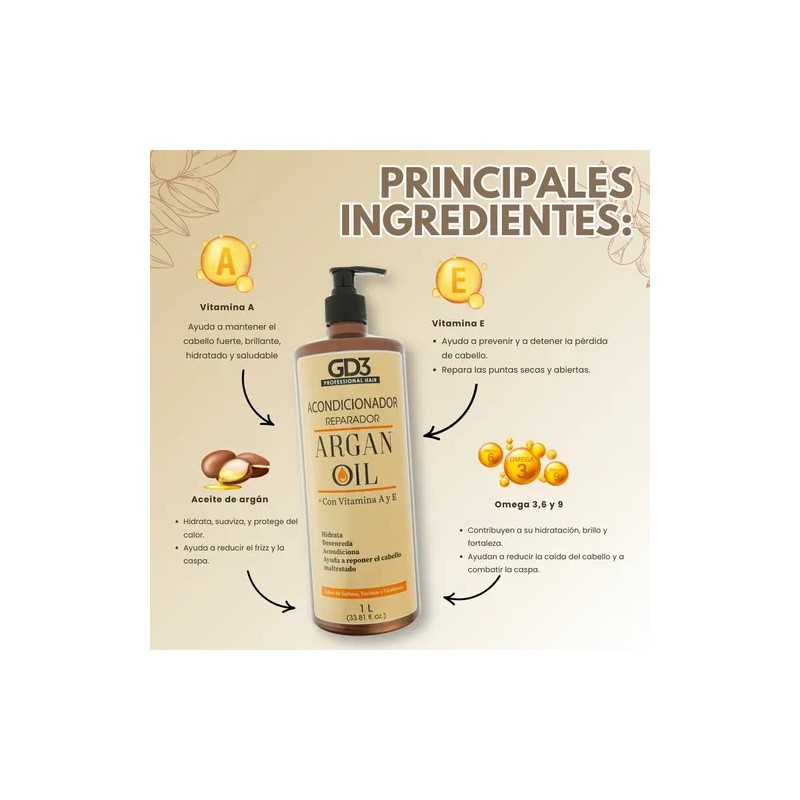 Kit Gd3 Argan Oil Shampoo 1 L Acondicionador 1 L