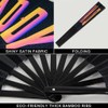 Raveahem UV Glow Rave Fan, Bamboo Folding Clack Hand Fan
