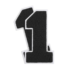 QianSiLi 2PCS 4.5 Inch Chenille Iron On Patches for Clothing Embroidered Patch Iron On Numbers for Football Shirts Clothes Jacket Hoodie Varsity (Black,1)