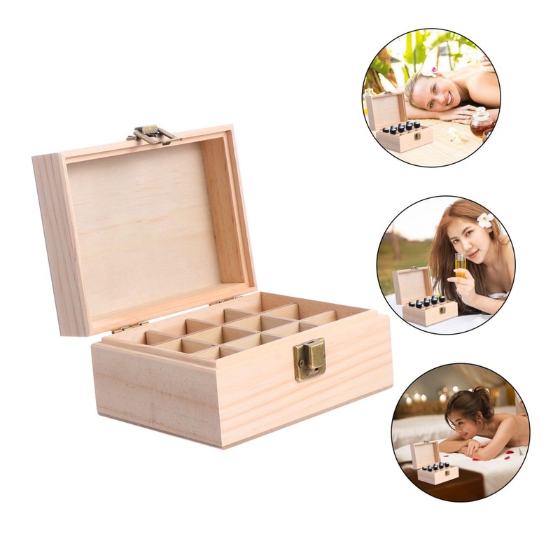 Ipetboom Essential Oil Box Wooden Essential Oil Storage Case Travel-Sized