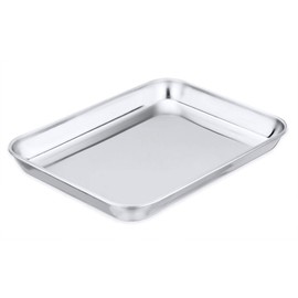 Toaster Oven Tray,P&P CHEF Stainless Steel Toaster Oven Pan, Rectangle 10.5''x8''x1'', Mirror Finish & Dishwasher Safe，Fit Small Toaster Oven